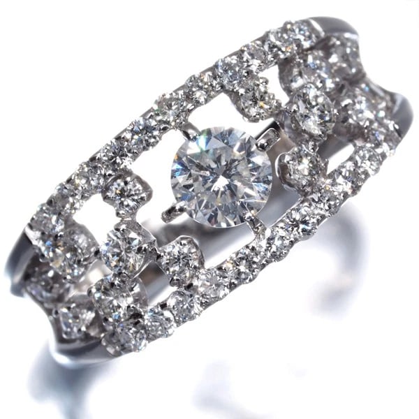 DIAMOND OPENWORK RING 900 PLATINUM - 2