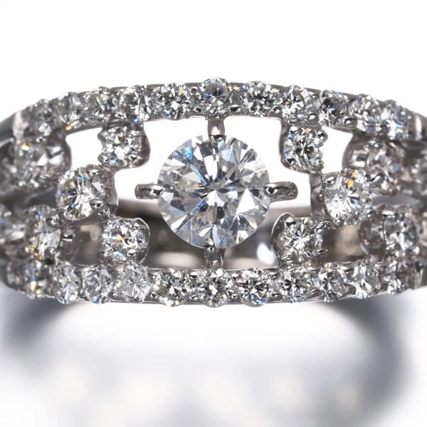 DIAMOND OPENWORK RING 900 PLATINUM - 3