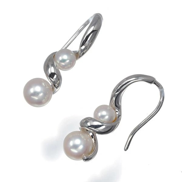 MIKIMOTO EARRINGS AKOYA PEARL SPIRAL HOOK (1 of 2)