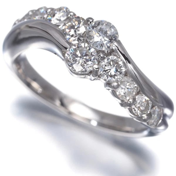 DIAMOND 10P RING 900 PLATINUM: Diamond 10P Ring 900 Platinum Brand: Unbranded Type: Ring Material: 900 / Platinum Main Stone/Creation Natural Color: Silver Size: US 5.75-6 Accessories: None Accessories Notice: When purc