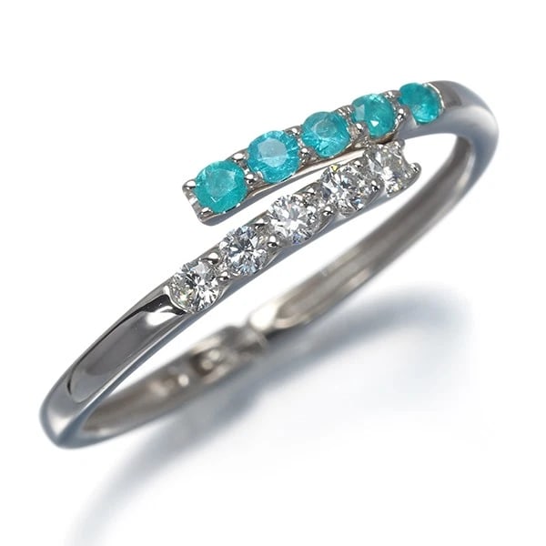 PARAIBA TOURMALINE DIAMOND ONE SIZE FITS ALL RING: Paraiba Tourmaline Diamond One Size Fits All Ring Brand: Unbranded Type: Ring Material: 850 / Platinum Main Stone/Creation Natural Color: Platinum Size: 13 - US 7.25 - 7.5 Accessories: None