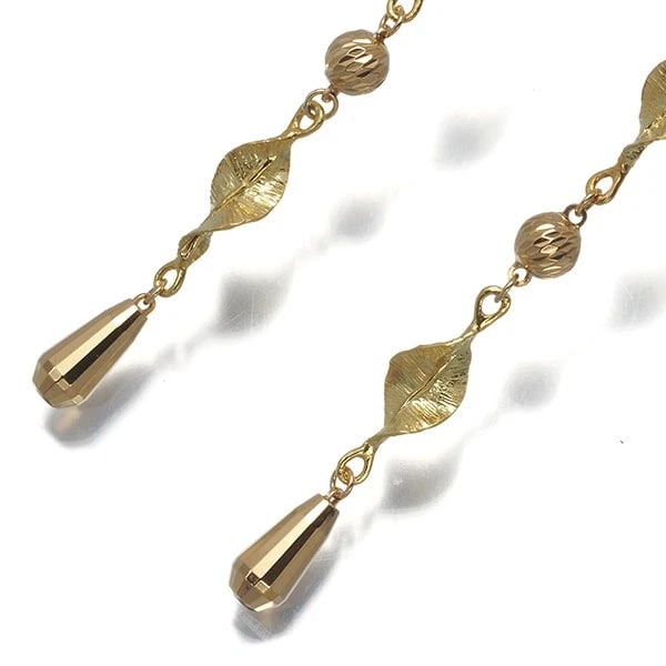 HOOK LEAF BALL BEAD EARRINGS 18K - 2