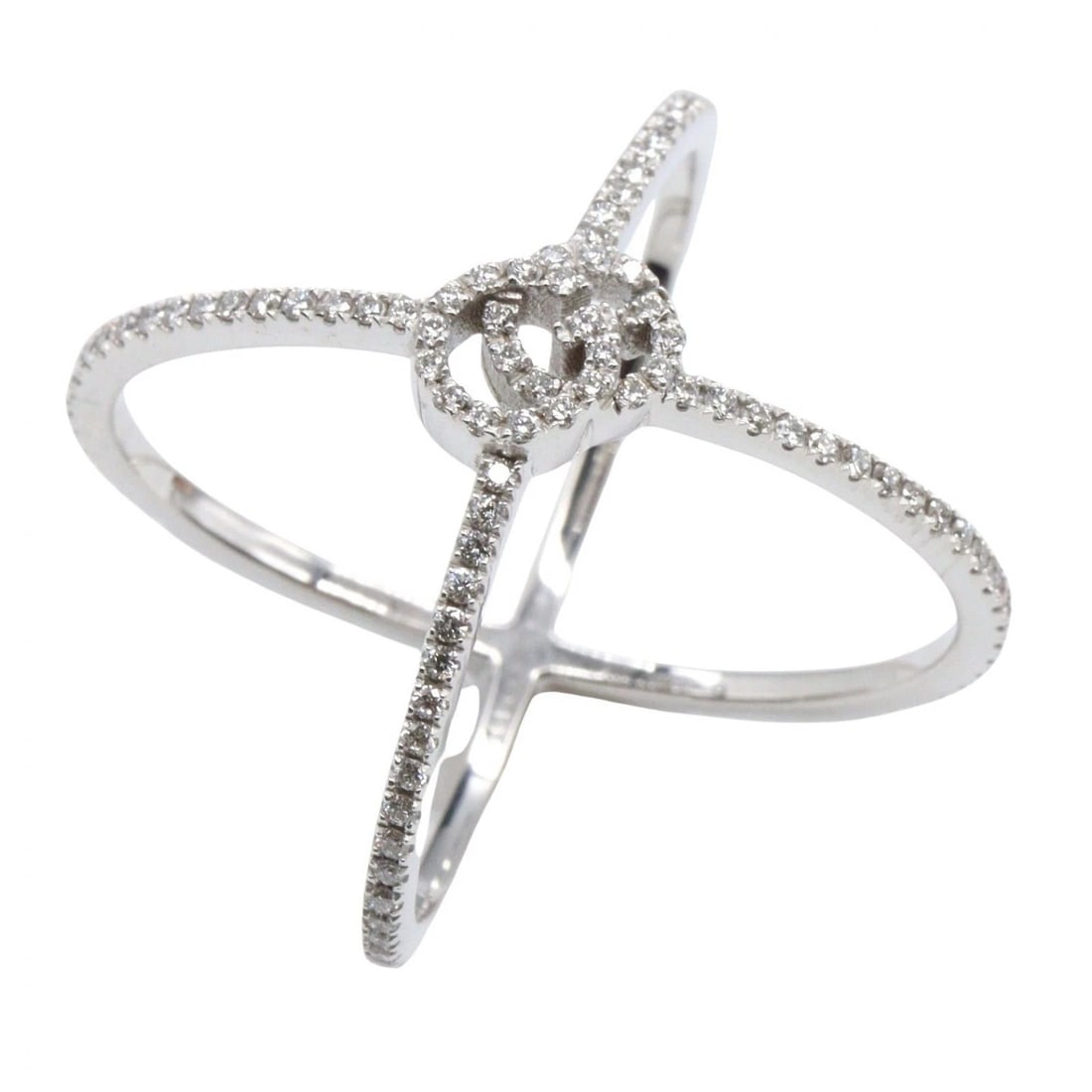 GUCCI GG RUNNING CROSS DIAMOND RING 18KWG (1 of 4)