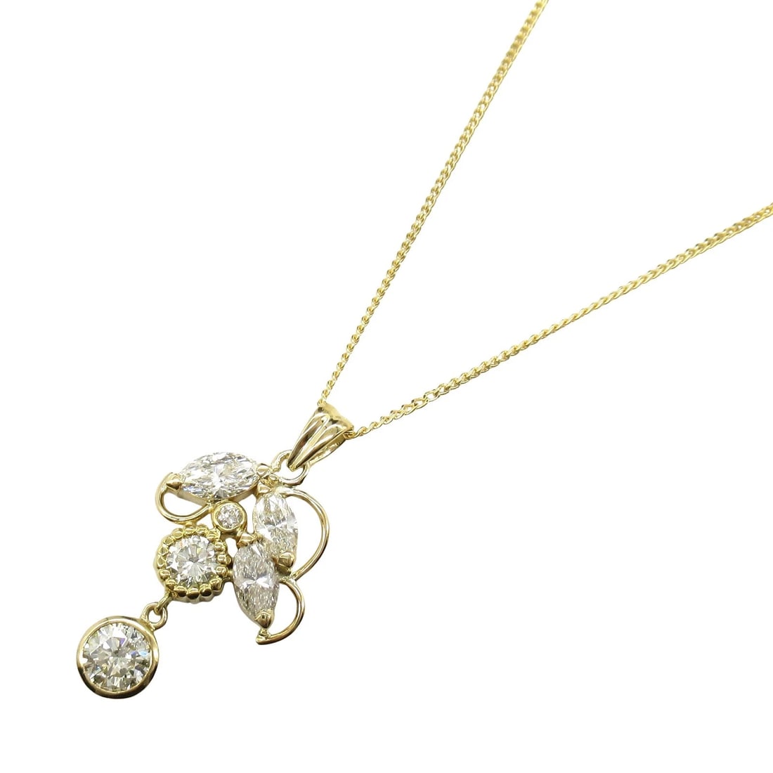 JEWELRY DIAMOND NECKLACE PENDANT 18KYG: JEWELRY Diamond Necklace Pendant 18KYG Brand: JEWELRY Type: Necklace Material: K18 (Yellow Gold) Main Stone/Creation Natural Color: Yellow Gold Size: Size Neck rotation?44.5/50cm(17.5") Motif W?16