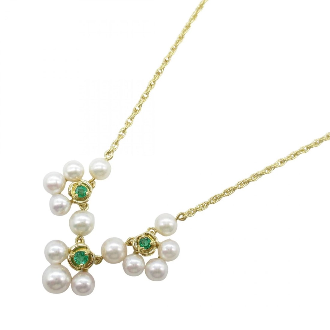 MIKIMOTO PEARL EMERALD NECKLACE 18KYG WHITE GREEN: MIKIMOTO Pearl Emerald Necklace 18KYG White Green Brand: MIKIMOTO Type: Necklace Material: K18 (Yellow Gold) Main Stone/Creation Pearl Emerald Color: Yellow Gold Size: Size Neck rotation?40cm(15.7