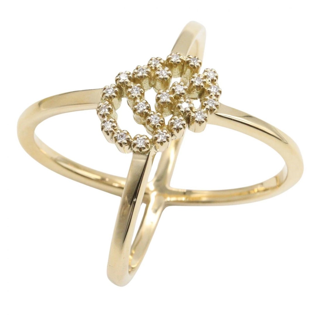 GUCCI GG RUNNING CROSS LOGO DIAMOND RING 18KYG: GUCCI GG Running Cross Logo Diamond Ring 18KYG Brand: GUCCI Type: Ring Material: K18 (Yellow Gold) Color: Yellow Gold Size: 5.25 US Accessories: None Accessories Notice: When purchasing