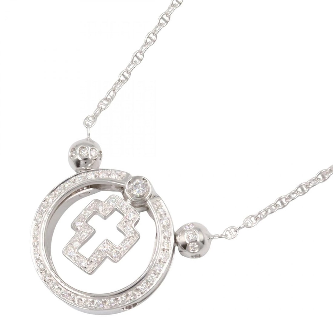 MIKIMOTO BARAKA CROSS DIAMOND NECKLACE: MIKIMOTO Baraka Cross Diamond Necklace Brand: MIKIMOTO Type: Necklace Material: K18WG?White Gold? Main Stone/Creation Natural Color: White Gold Size: Size Neck rotation?44.5cm(17.5") Motif