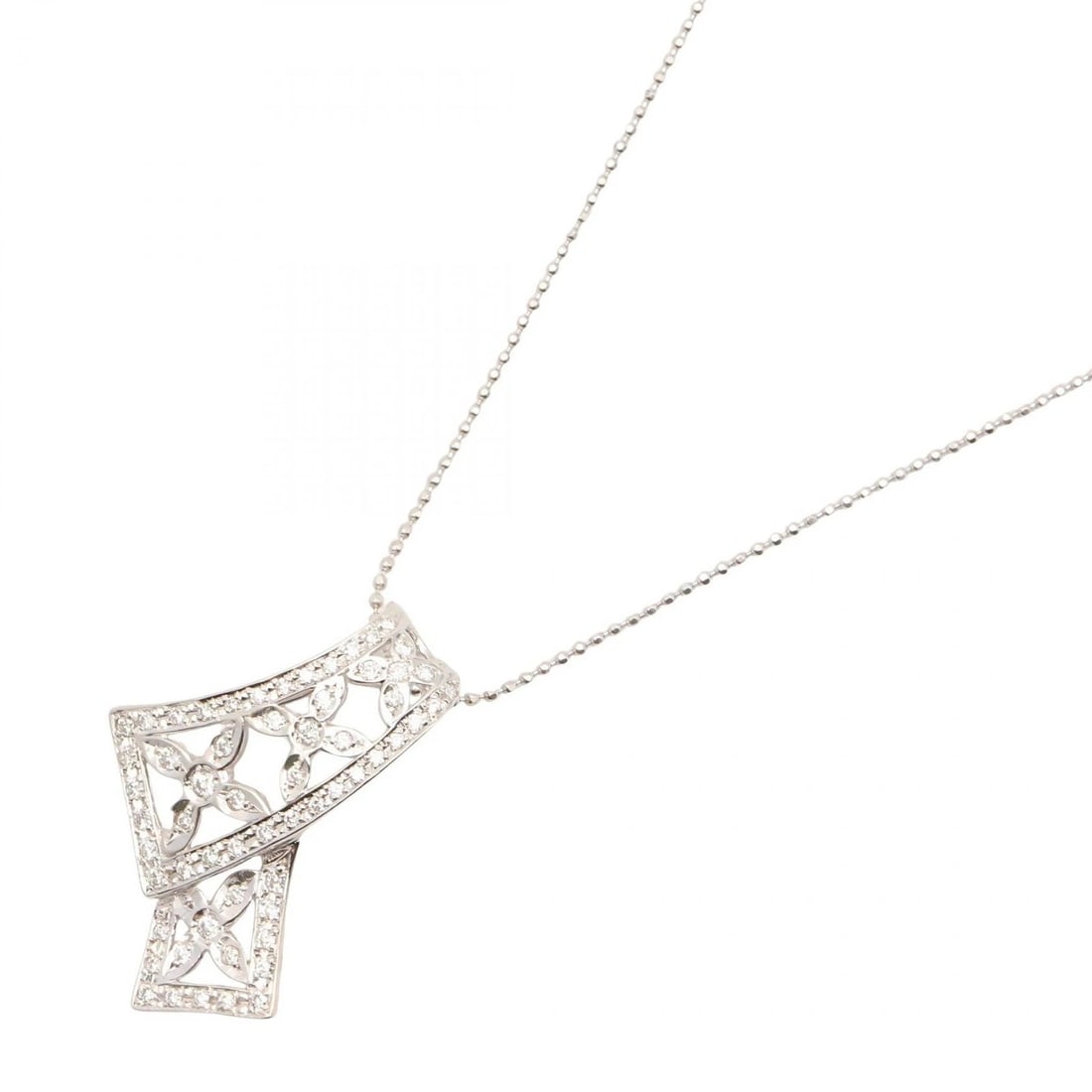 JEWELRY DIAMOND PENDANT NECKLACE 18KWG: JEWELRY Diamond Pendant Necklace 18KWG Brand: JEWELRY Type: Necklace Material: K18WG?White Gold? Main Stone/Creation Natural Color: White Gold Size: Size Neck rotation?45.5cm(17.9") Motif W?21mm x