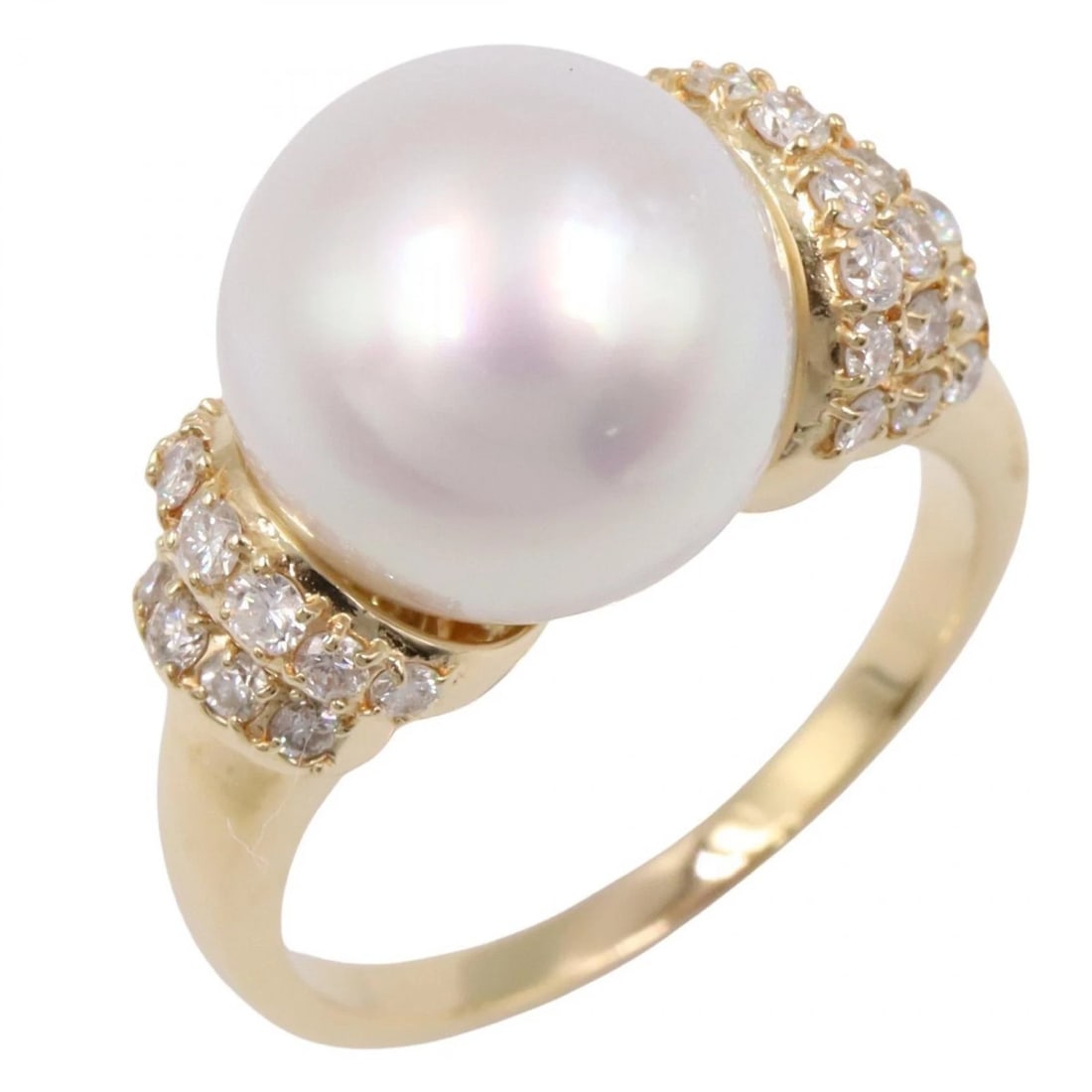 JEWELRY PEARL DIAMOND RING 18KYG: JEWELRY Pearl Diamond Ring 18KYG Brand: JEWELRY Type: Ring Material: K18 (Yellow Gold) Main Stone/Creation Natural Color: Yellow Gold Size: 7.25 - 7.5 US Accessories: None Accessories Noti