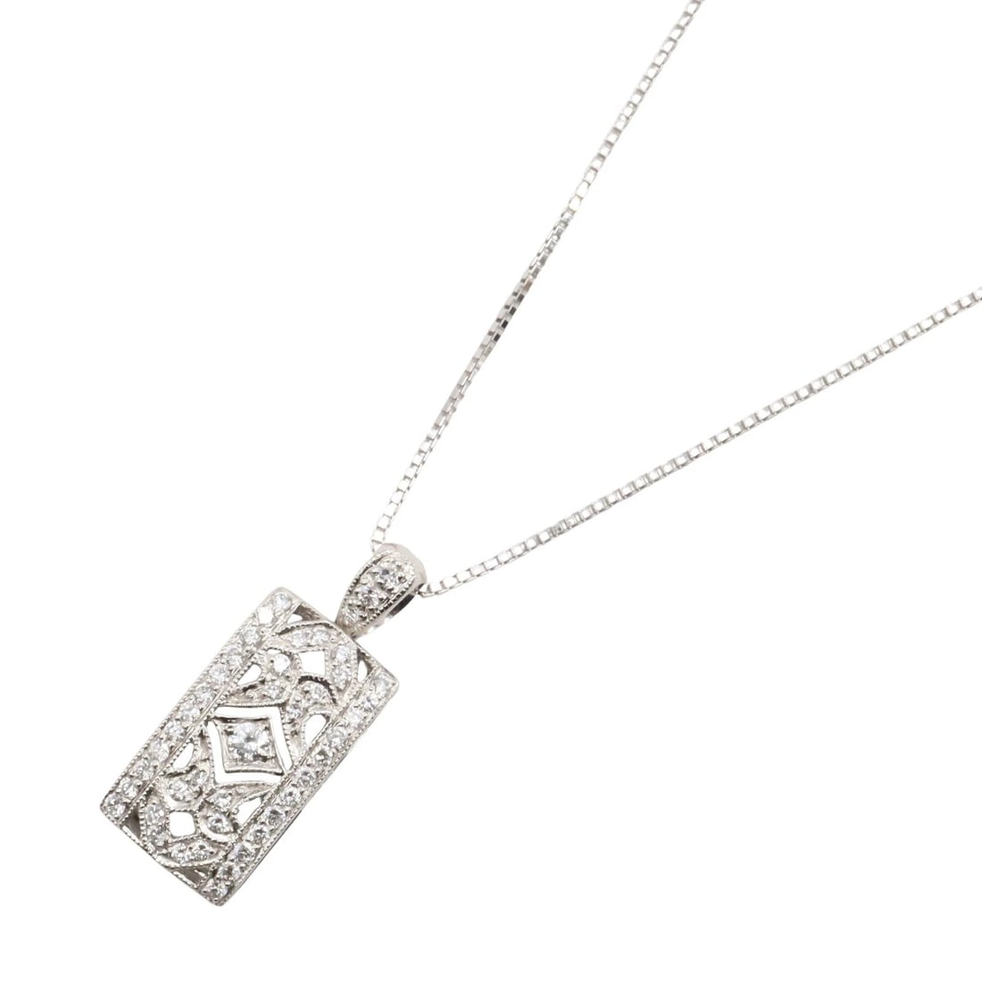 JEWELRY DIAMOND NECKLACE PENDANT 18KWG (1 of 3)