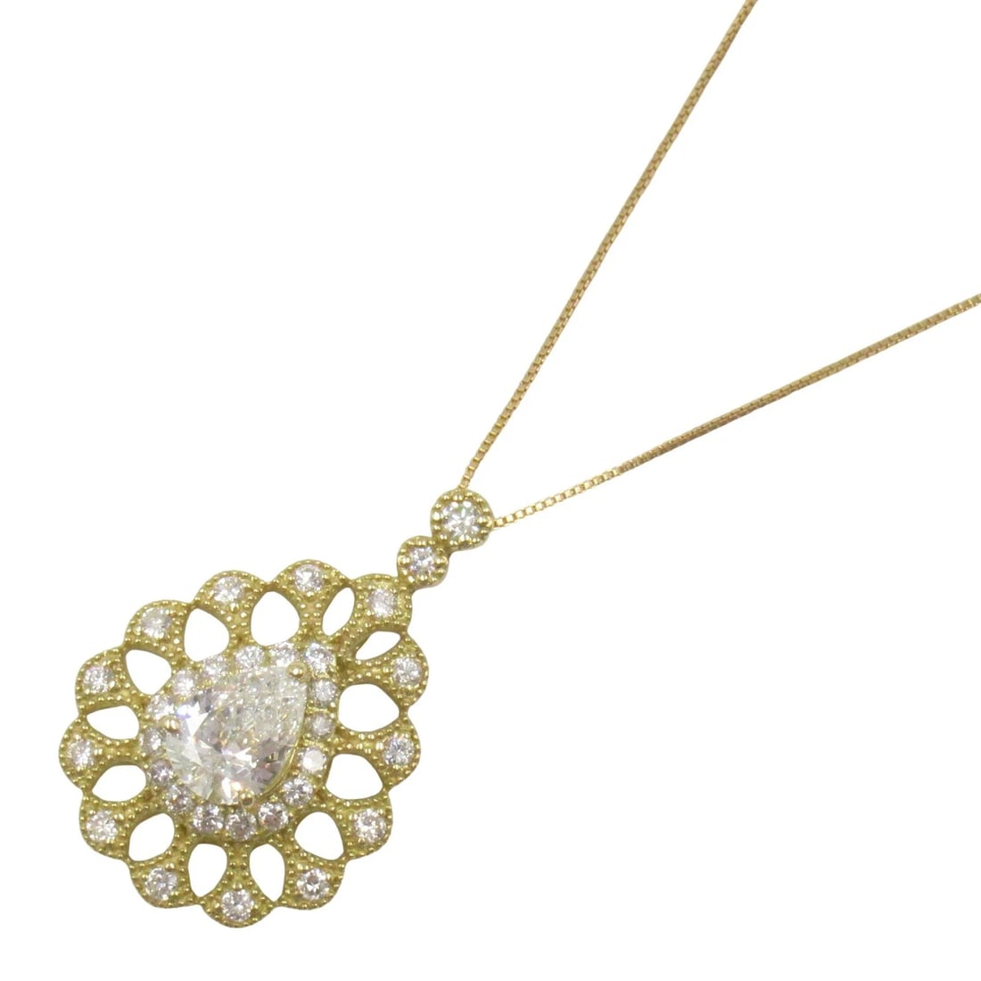 JEWELRY DIAMOND NECKLACE PENDANT 18KYG (1 of 5)