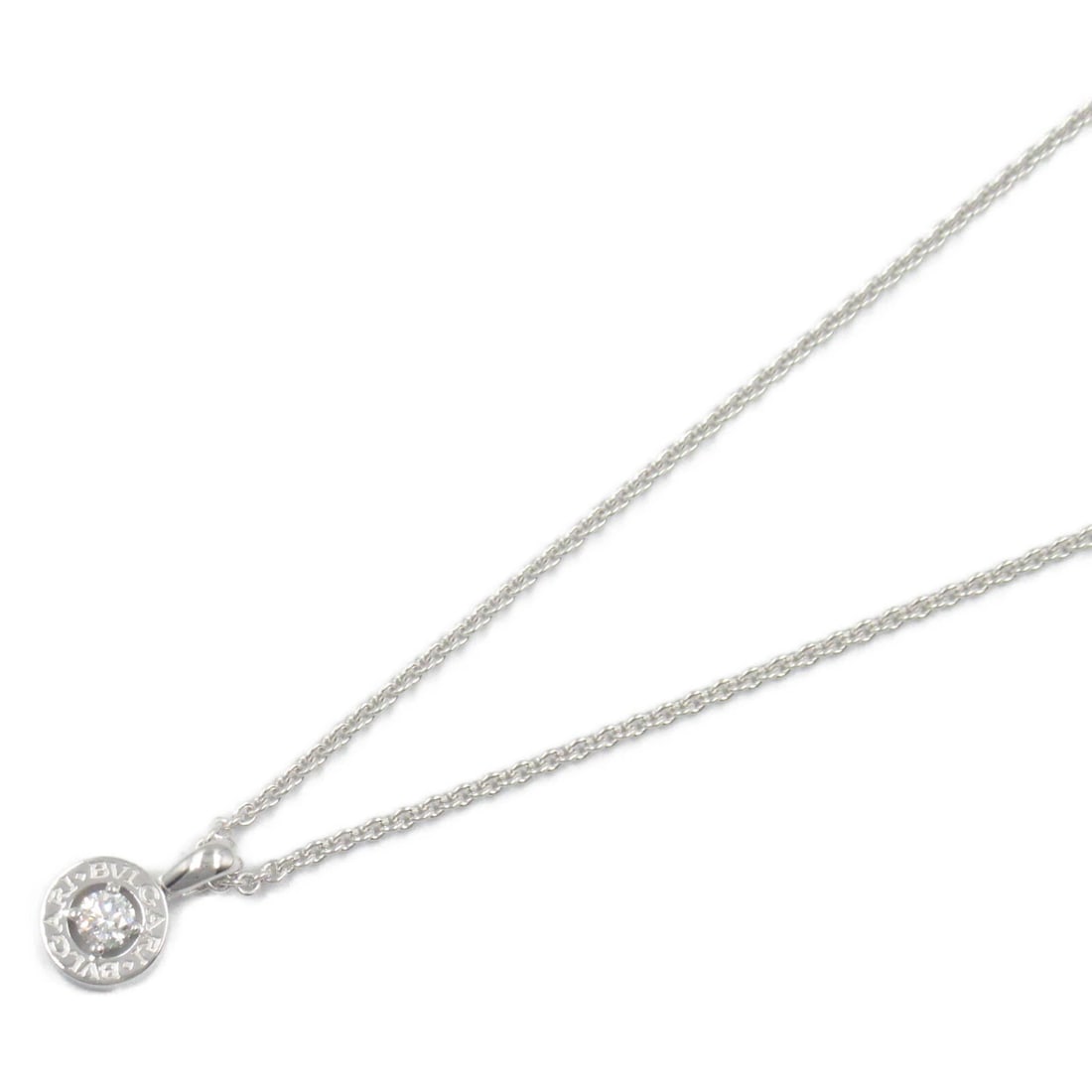 BVLGARI BULGARI DIAMOND NECKLACE 18KWG: BVLGARI Bulgari Diamond Necklace 18KWG Brand: BVLGARI Type: Necklace Material: K18WG?White Gold? Main Stone/Creation Natural Color: White Gold Size: Size Neck rotation?40cm(15.7") Motif W?9mm