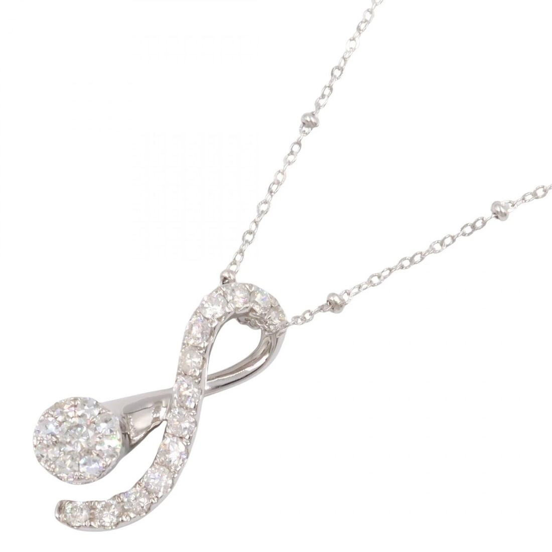 JEWELRY DIAMOND PENDANT NECKLACE 18KWG: JEWELRY Diamond Pendant Necklace 18KWG Brand: JEWELRY Type: Necklace Material: K18WG?White Gold? Main Stone/Creation Natural Color: White Gold Size: Size Neck rotation?44cm(17.3") Motif W?11mm