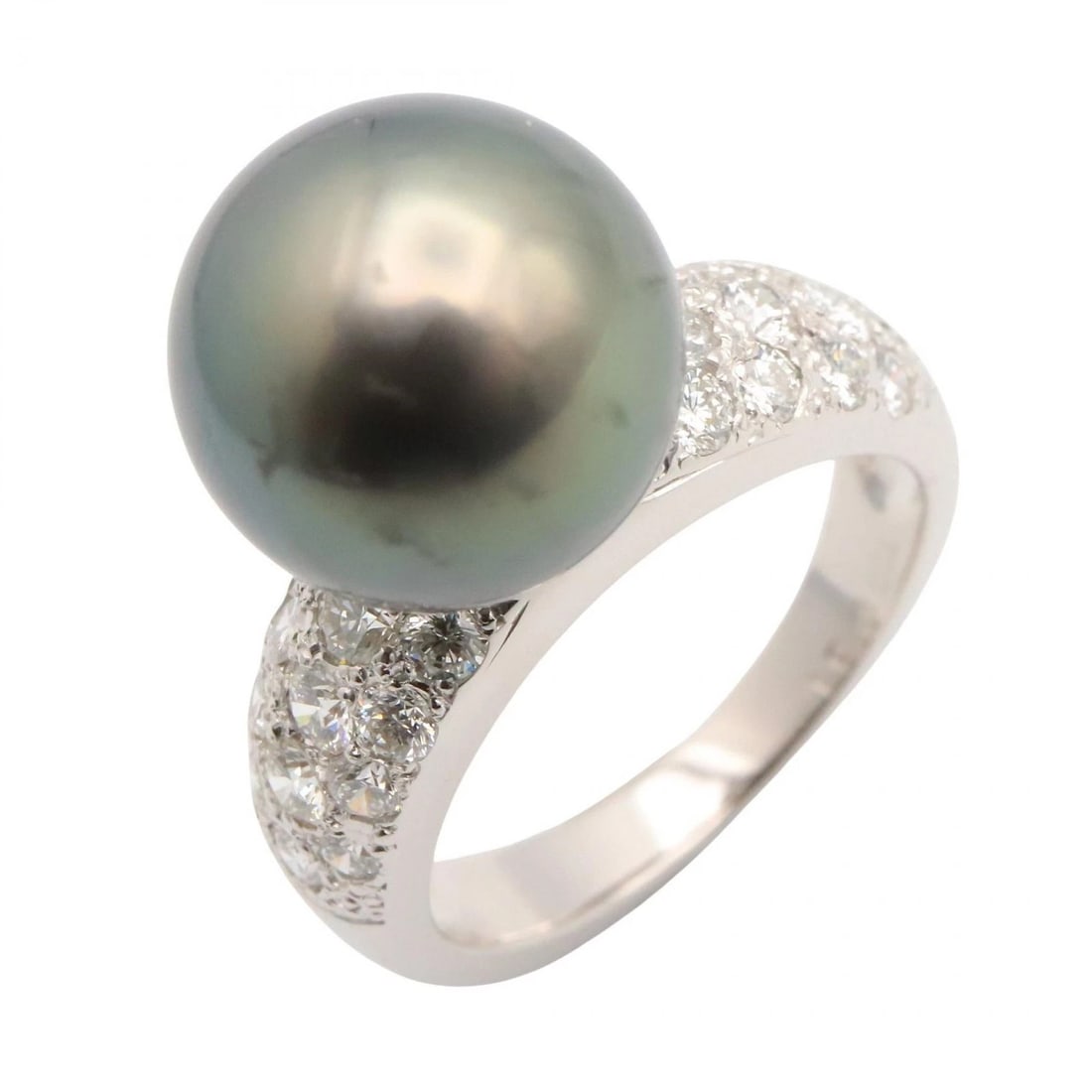 JEWELRY TAHITIAN PEARL RING 18KWG: JEWELRY Tahitian Pearl Ring 18KWG Brand: JEWELRY Type: Ring Material: K18WG?White Gold? Main Stone/Creation Natural Color: White Gold Size: 5 - 5.25 US Accessories: None Accessories Notice