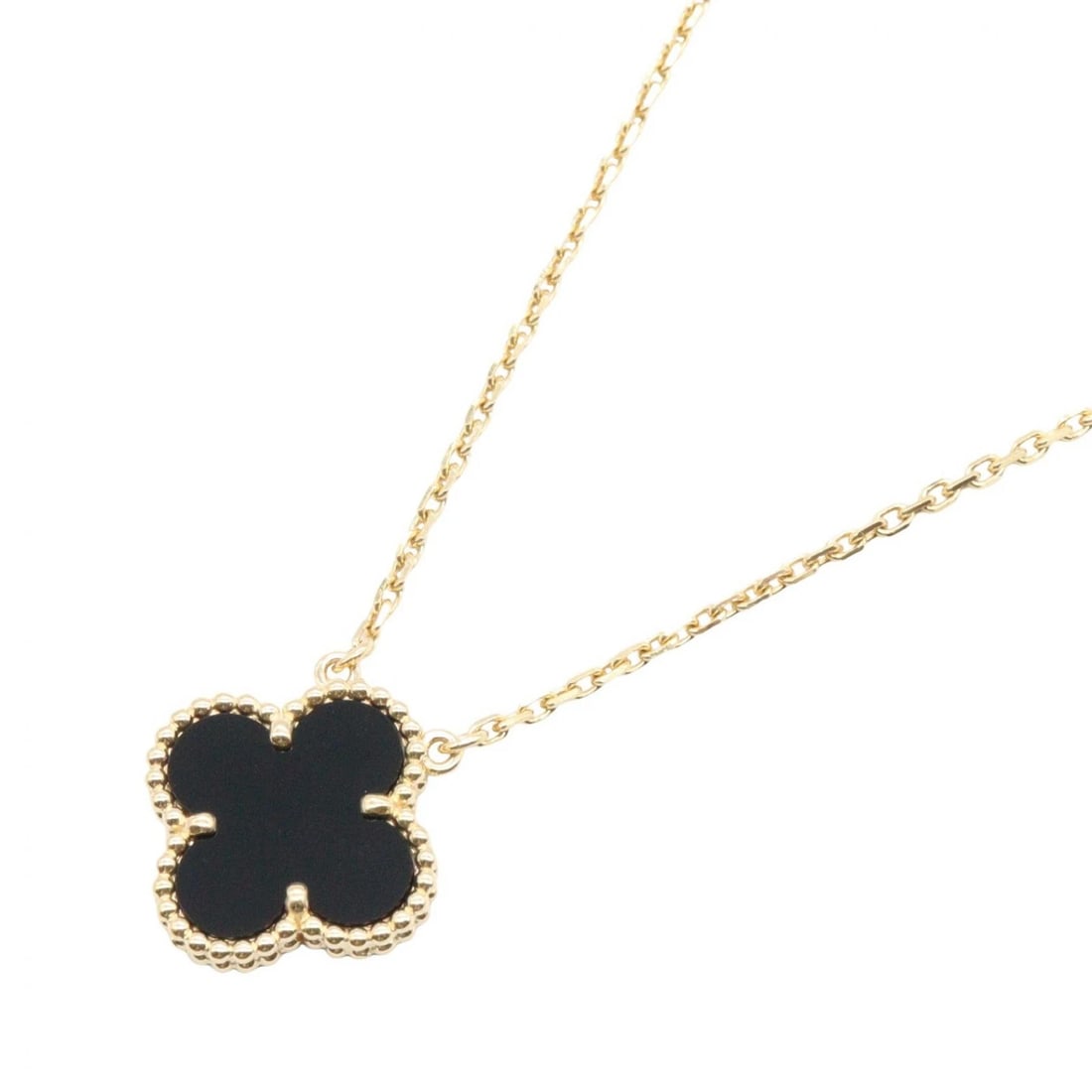 VAN CLEEF & ARPELS ALHAMBRA NECKLACE ONYX 18KYG: Van Cleef & Arpels Alhambra Necklace Onyx 18KYG Brand: Van Cleef & Arpels Type: Necklace Material: K18 (Yellow Gold) Color: Yellow Gold Size: Size Neck rotation?37/41.5cm(14.6") Motif W?15mm x H?1