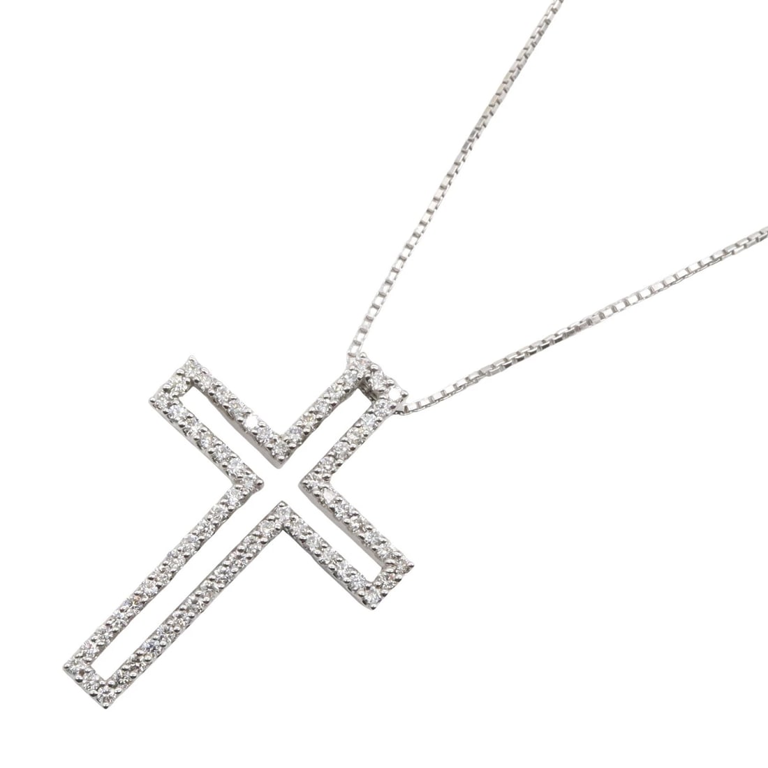 JEWELRY CROSS DIAMOND NECKLACE PENDANT 18KWG: JEWELRY Cross Diamond Necklace Pendant 18KWG Brand: JEWELRY Type: Necklace Material: K18WG?White Gold? Main Stone/Creation Natural Color: White Gold Size: Size Neck rotation?50.5cm(19.9") Motif W?