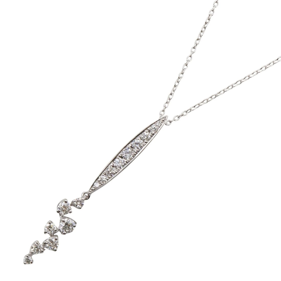JEWELRY DIAMOND NECKLACE PENDANT 18KWG: JEWELRY Diamond Necklace Pendant 18KWG Brand: JEWELRY Type: Necklace Material: K18WG?White Gold? Main Stone/Creation Natural Color: White Gold Size: Size Neck rotation?45.5cm(17.9") Motif W?3.5mm