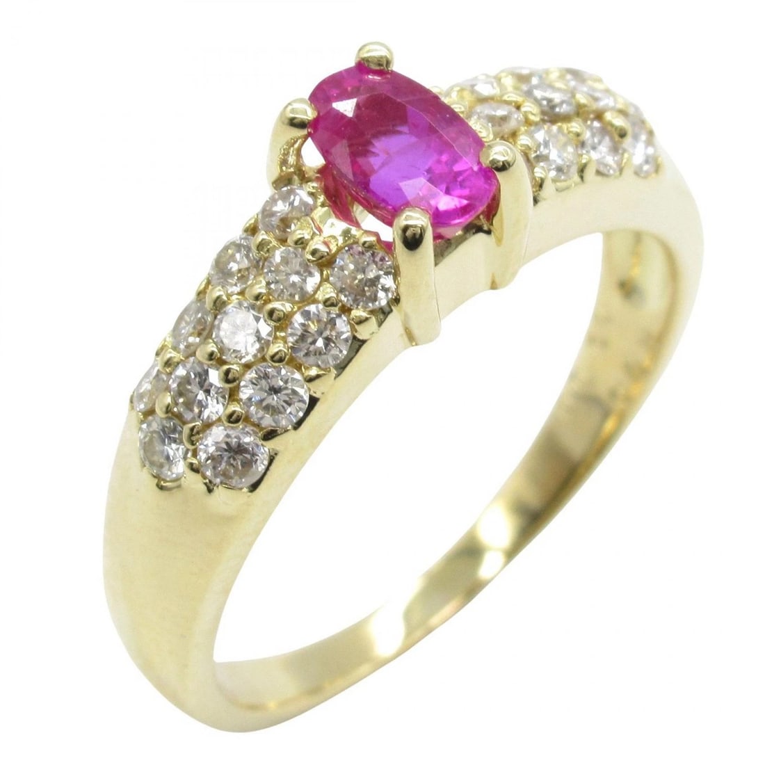 JEWELRY PINK SAPPHIRE DIAMOND RING 18KYG: JEWELRY Pink Sapphire Diamond Ring 18KYG Brand: JEWELRY Type: Ring Material: K18 (Yellow Gold) Main Stone/Creation Pink sapphire Color: Yellow Gold Size: 7.5 US Accessories: None Accessori