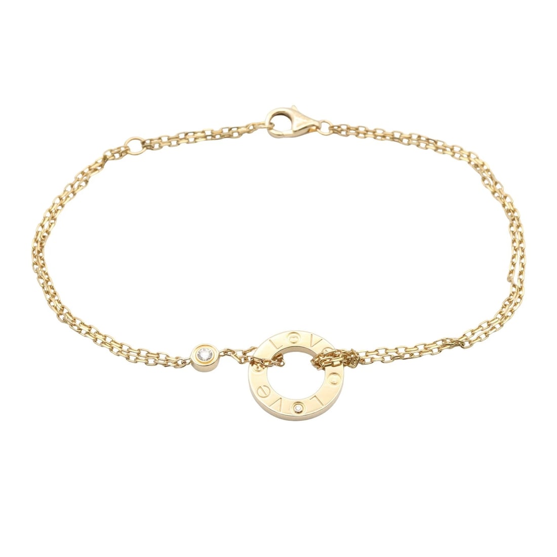 CARTIER LOVE CIRCLE BRACELET 1P DIAMOND 18KYG: CARTIER Love Circle Bracelet 1P Diamond 18KYG Brand: CARTIER Type: Bracelet Material: K18 (Yellow Gold) Main Stone/Creation Natural Color: Yellow Gold Size: Size Band Length?18.5cm(7.3") Motif