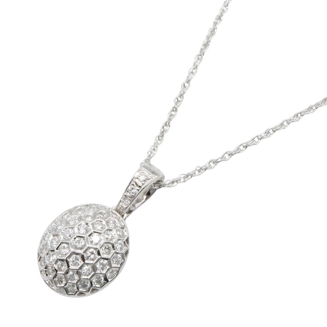 JEWELRY DIAMOND NECKLACE PENDANT PT900: JEWELRY Diamond Necklace Pendant Pt900 Brand: JEWELRY Type: Necklace Material: Pt900 Platinum Main Stone/Creation Natural Color: Platinum Size: Size Neck rotation?36/40cm(14.2") Motif W?14mm x