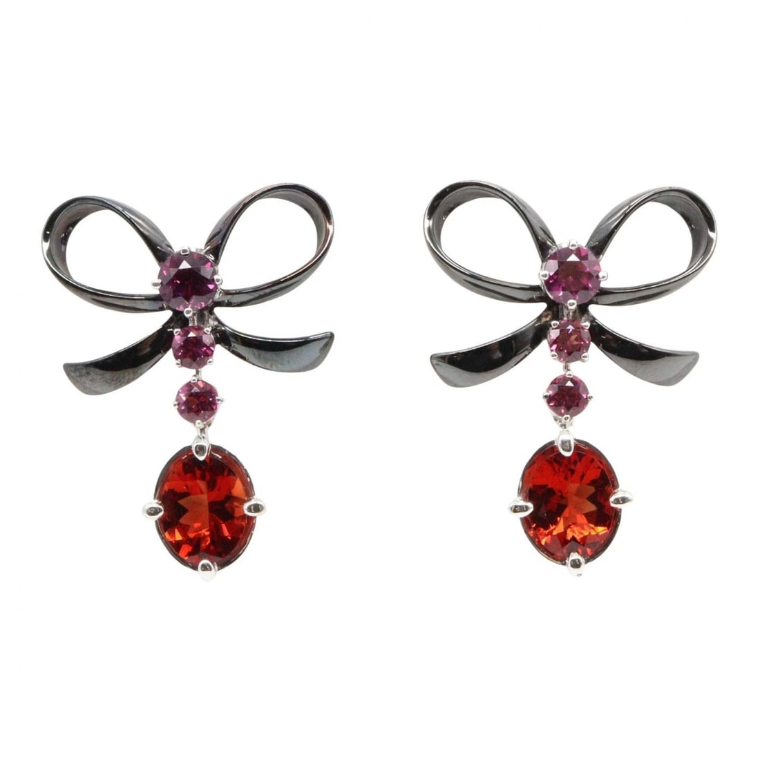 TASAKI RIBBON GARNET PINK TOURMALINE PIERCED EARRINGS: TASAKI Ribbon Garnet Pink tourmaline Pierced earrings Brand: TASAKI Type: Earring Material: K18WG?White Gold? Color: White Gold Size: Size 40mm x 28mm(1.6" x 1.1") Accessories: None Access