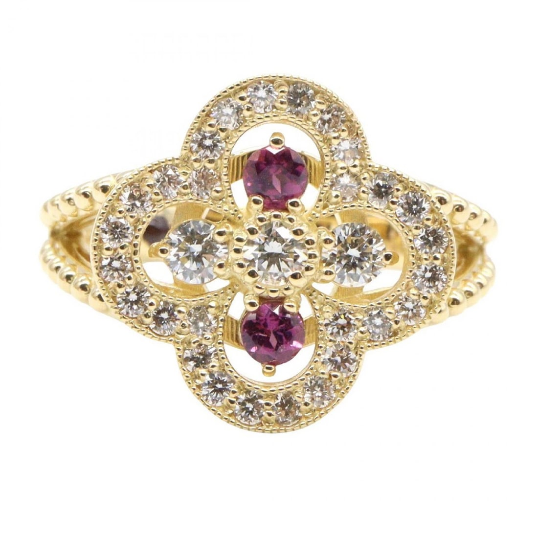 JEWELRY RUBY DIAMOND RING 18KYG - 2