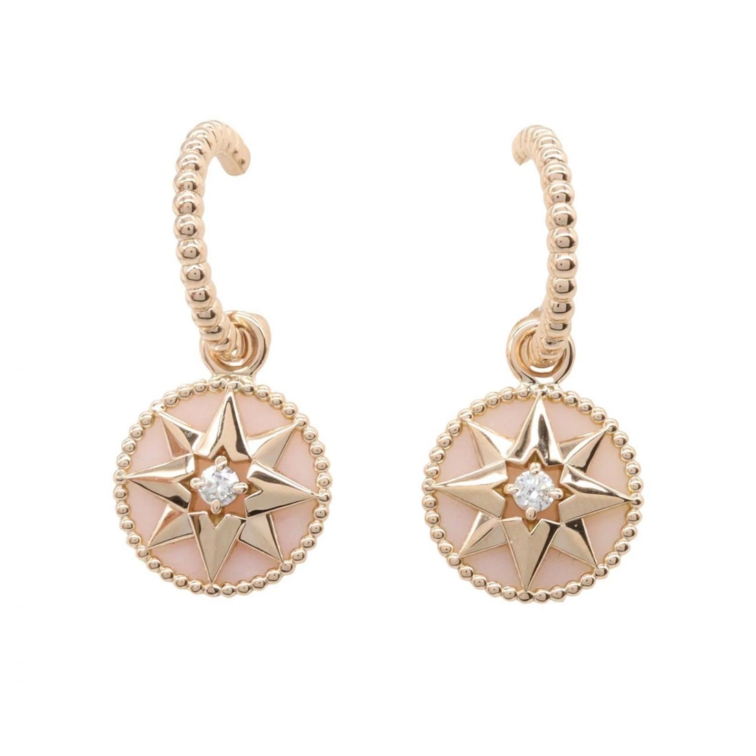 DIOR ROSE DES VENTS DIAMOND PIERCED EARRINGS: Dior Rose des Vents Diamond Pierced earrings Brand: Dior Type: Pierced earrings Material: K18PG?Rose Gold? Color: Rose Gold Size: Size 25mm x 11mm(1.0" x 0.4") Accessories: None Accessorie