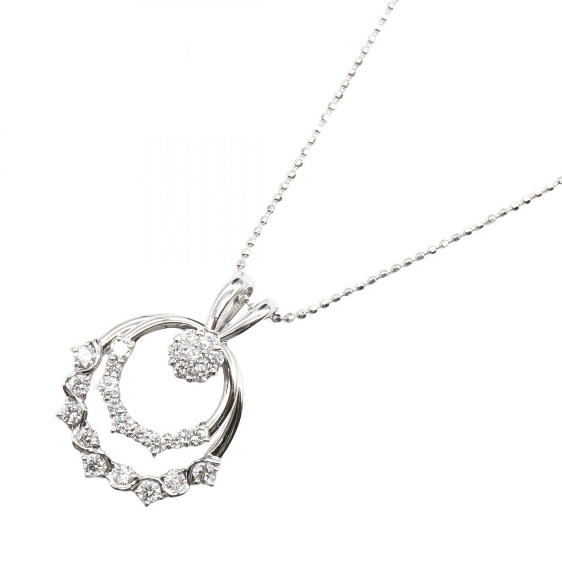 JEWELRY DIAMOND PENDANT NECKLACE: JEWELRY Diamond Pendant Necklace Brand: JEWELRY Type: Necklace Material: K18WG?White Gold? Main Stone/Creation Natural Color: White Gold Size: Size Neck rotation?45.5cm(17.9") Motif W?21mm x H?27m