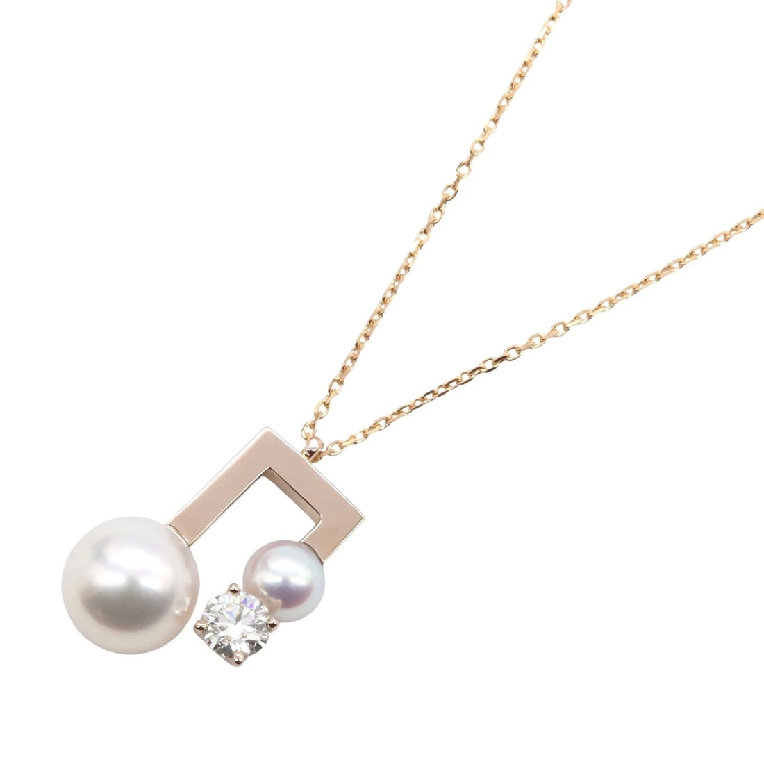 TASAKI BALANCE NOTE NECKLACE AKOYA PEARL DIAMOND: TASAKI Balance Note Necklace Akoya Pearl Diamond Brand: TASAKI Type: Necklace Material: K18PG?Rose Gold? Main Stone/Creation Pearl Color: Rose Gold Size: Size Neck rotation?40.5/45.5cm(15.9")