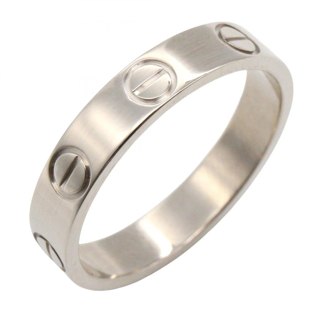 CARTIER MINI LOVE RING 18KWG WHITE GOLD: CARTIER mini love Ring 18KWG White Gold Brand: CARTIER Type: Ring Material: K18WG?White Gold? Color: White Gold Size: 4.5 US Accessories: None Accessories Notice: When purchasing pre-owned
