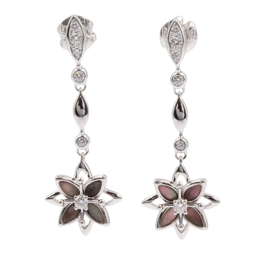 TASAKI MOTHER-OF-PEARL DIAMOND PIERCED EARRINGS (1 of 5)