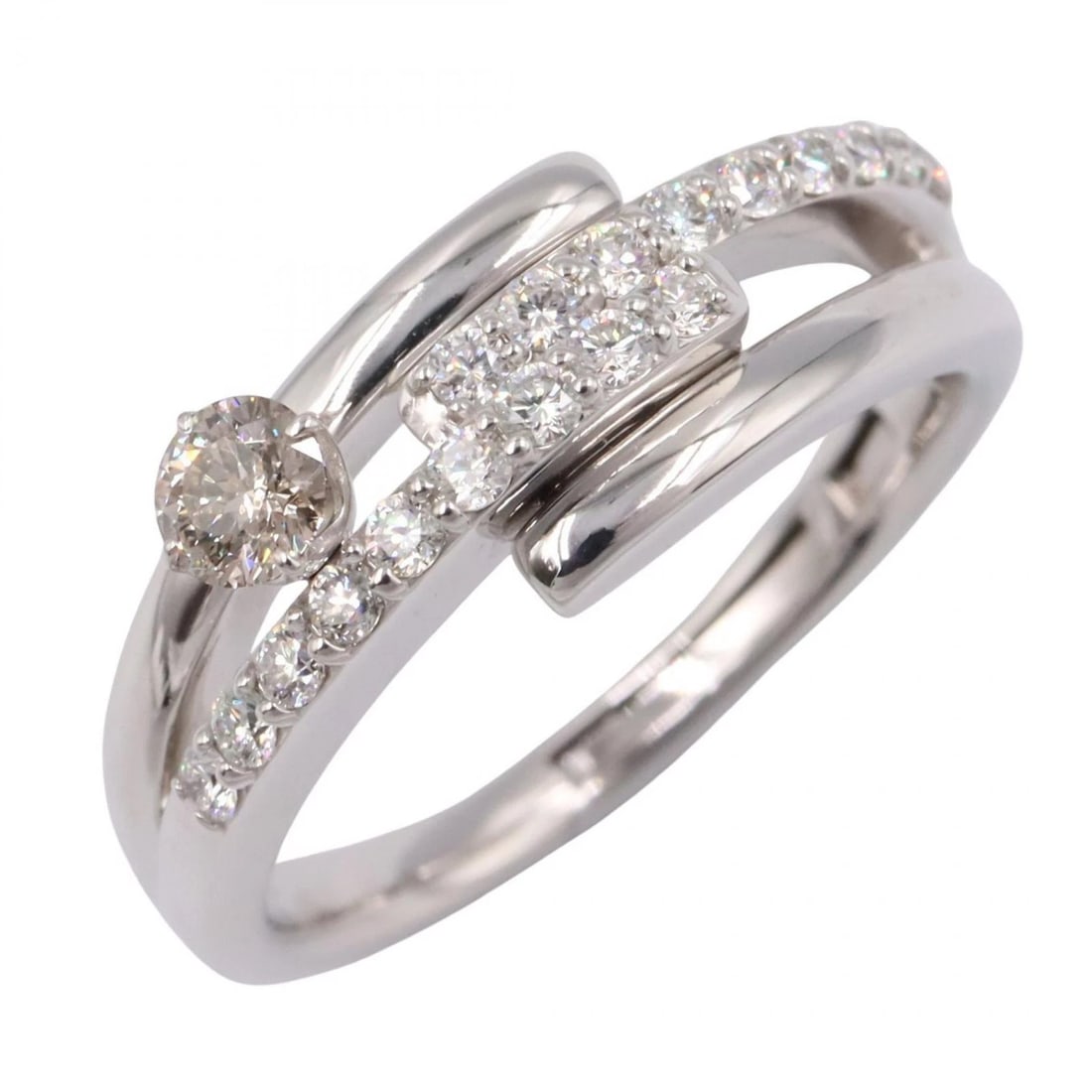 JEWELRY DIAMOND RING 18KWG WHITE GOLD: JEWELRY Diamond Ring 18KWG White Gold Brand: JEWELRY Type: Ring Material: K18WG?White Gold? Color: White Gold Size: 6.5 - 6.75 US Accessories: None Accessories Notice: When purchasing pre-