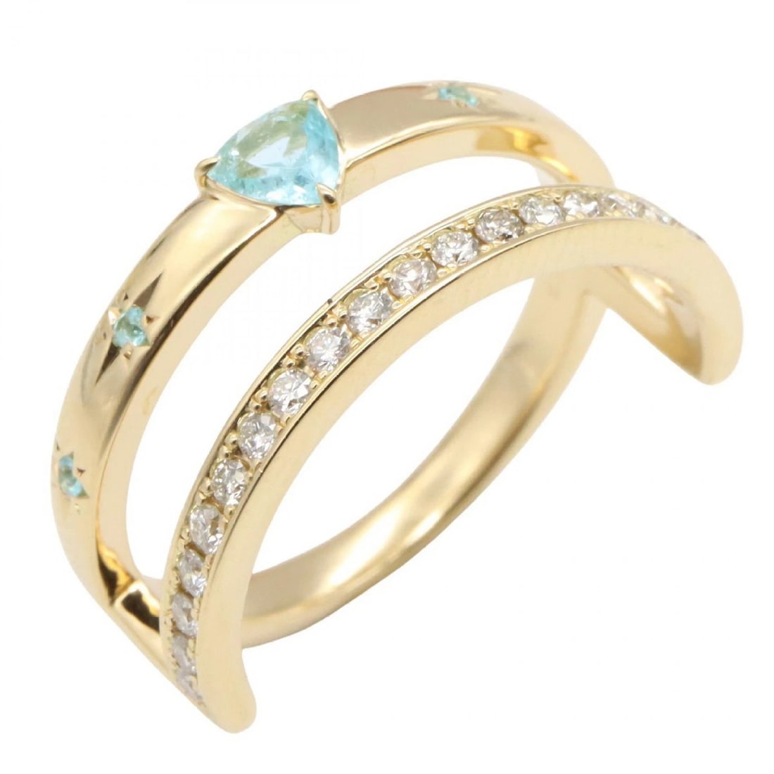 JEWELRY PARAIBA TOURMALINE DIAMOND RING 18KYG: JEWELRY Paraiba Tourmaline Diamond Ring 18KYG Brand: JEWELRY Type: Ring Material: K18 (Yellow Gold) Main Stone/Creation Paraiba tourmaline Color: Yellow Gold Size: 7.75 - 8 US Accessories: