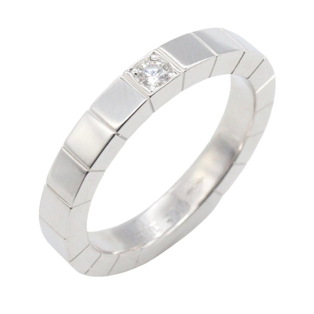 CARTIER LANIERE RING 1P DIAMOND 18KWG: CARTIER Laniere Ring 1P Diamond 18KWG Brand: CARTIER Type: Ring Material: K18WG?White Gold? Color: White Gold Size: 4.75 - 5 US Accessories: None Accessories Notice: When purchasing pre-ow