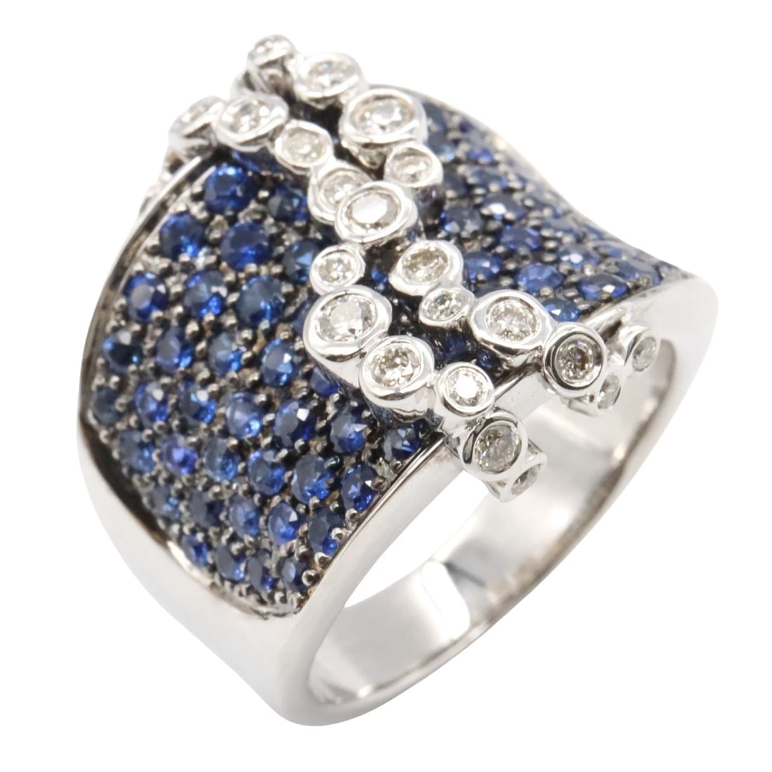 JEWELRY SAPPHIRE DIAMOND RING 18KWG WHITE GOLD (1 of 4)