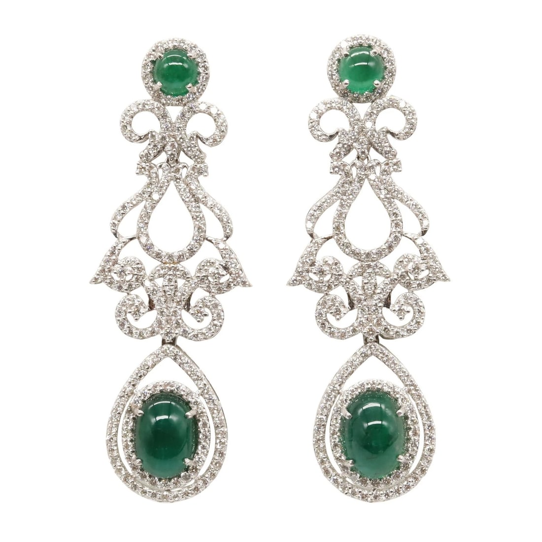 JEWELRY EMERALD DIAMOND PIERCED EARRINGS (1 of 4)
