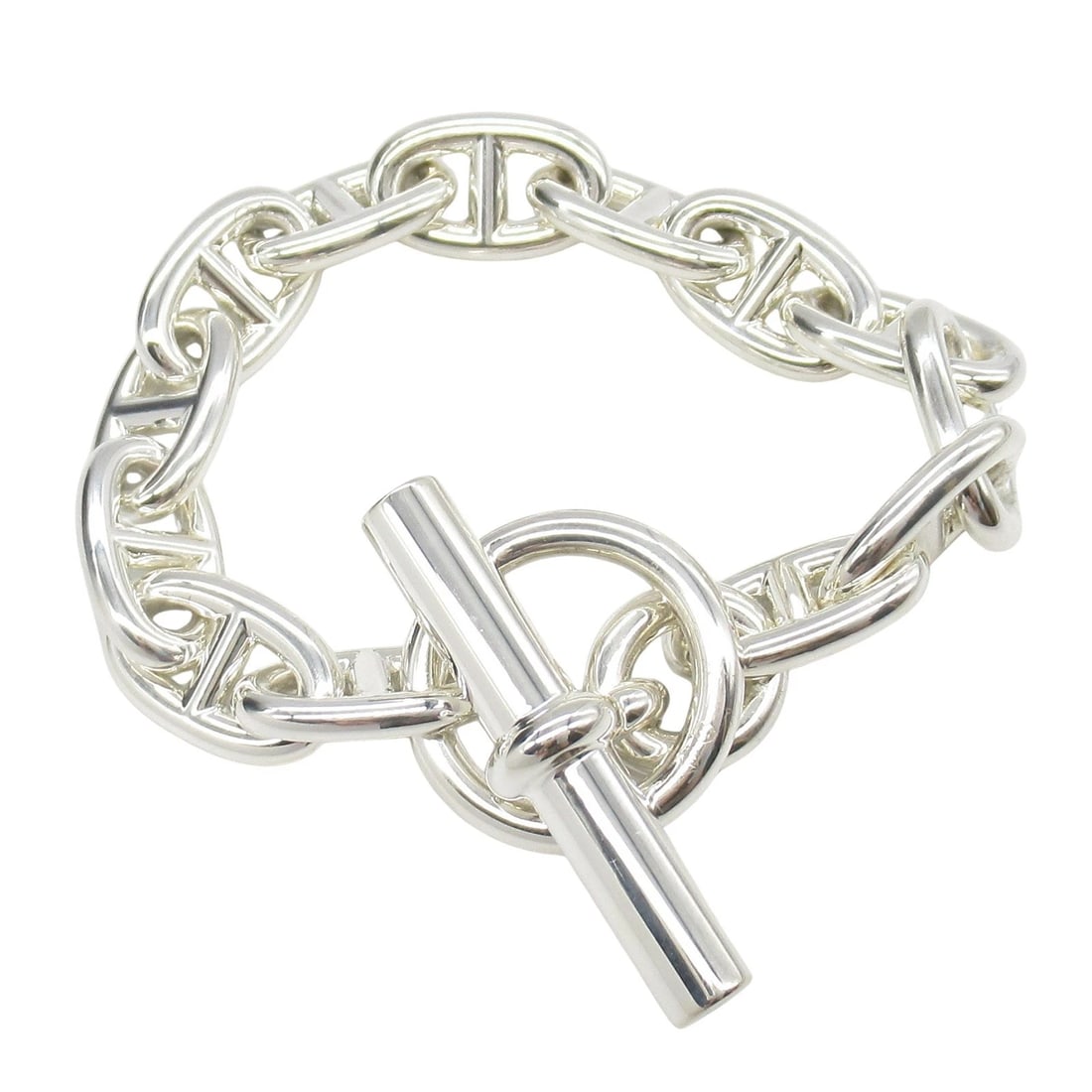 HERMES CHAINE DANCRE MM BRACELET: HERMES Chaine dancre MM Bracelet Brand: HERMES Type: Bracelet Material: Silver925 Color: Silver??ish colors Size: Size Band Length?14cm(5.5") Motif W?17mm x H?10mm(0.7" x 0.4") Accessories: None