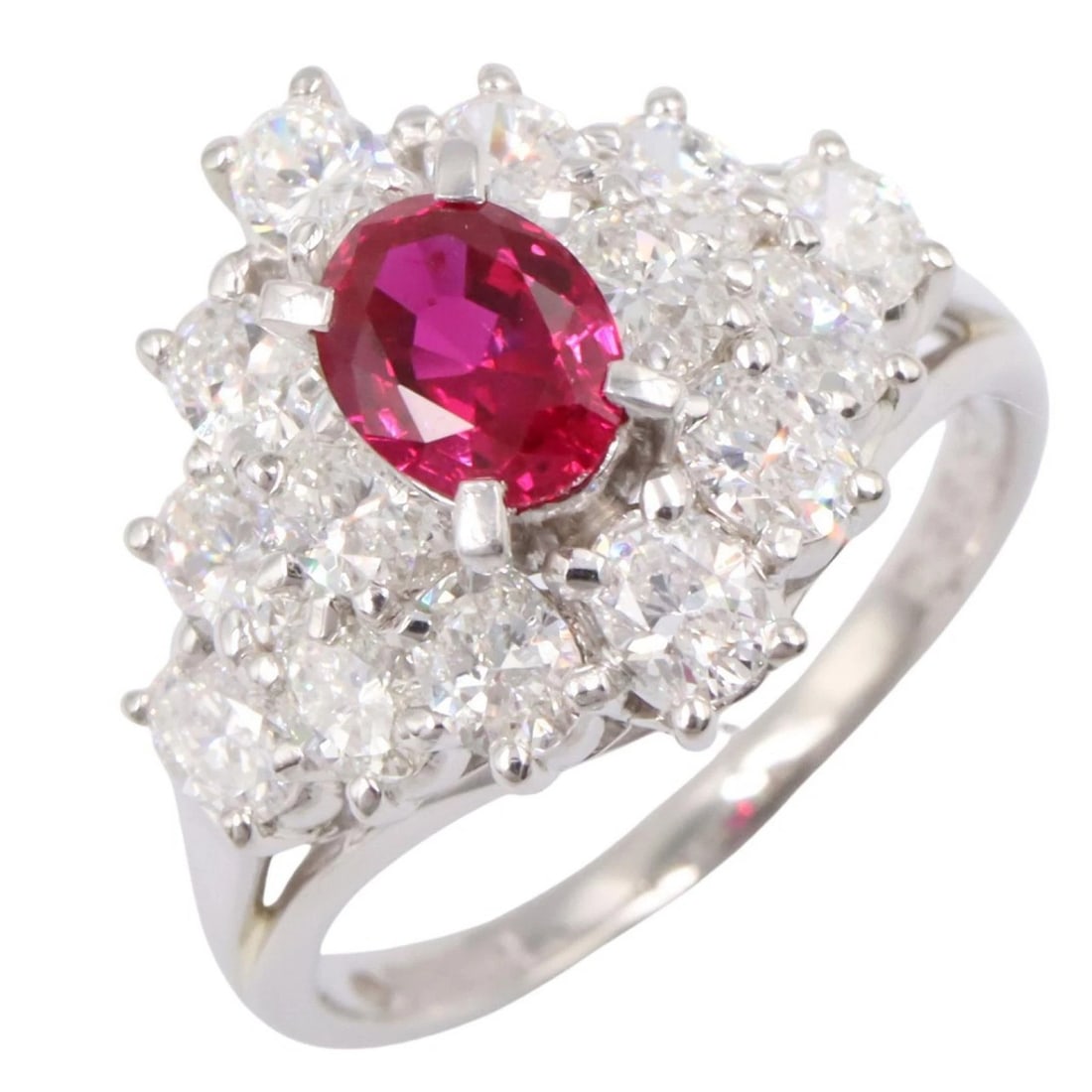 JEWELRY PINK SAPPHIRE DIAMOND RING PT900 (1 of 4)