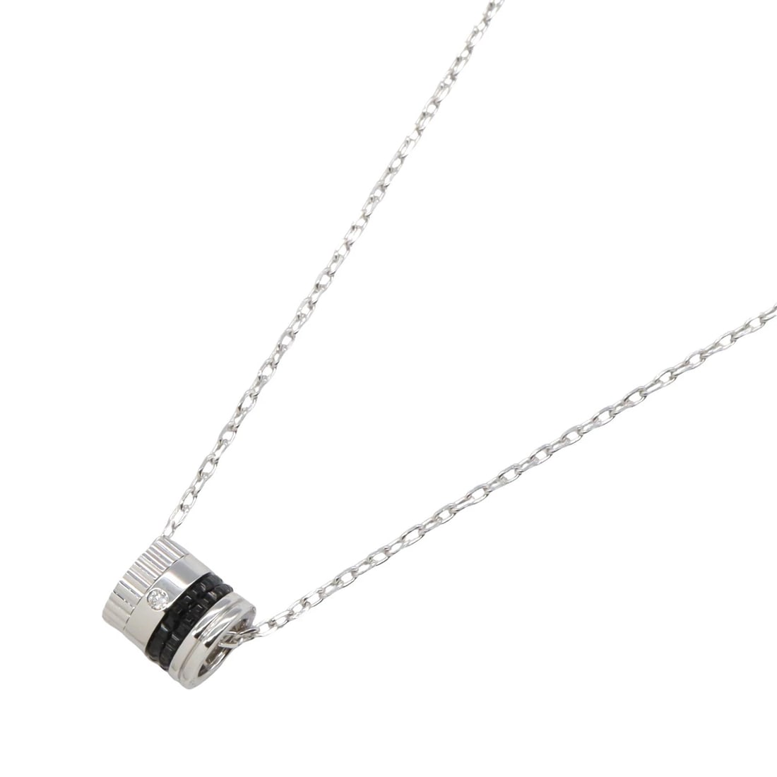 BOUCHERON QUATRE BLACK NECKLACE SM 1P DIAMOND: Boucheron Quatre Black Necklace SM 1P Diamond Brand: Boucheron Type: Necklace Material: K18WG?White Gold? Color: Clear??ish colors Size: Size Neck rotation?37.5/44.5cm(14.8") Motif W?8mm x H?7.5mm