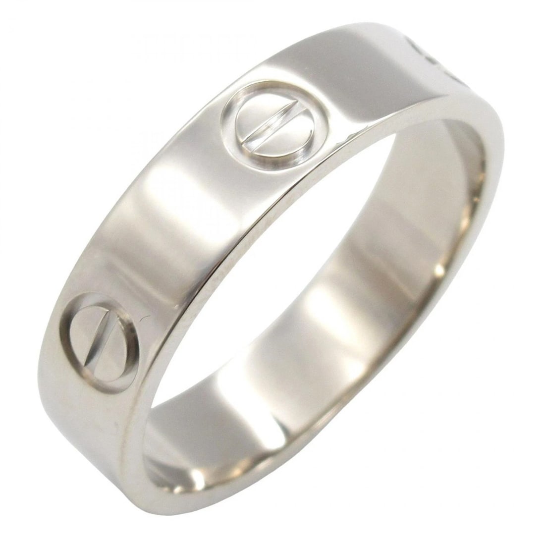 CARTIER LOVE RING 18KWG WHITE GOLD: CARTIER Love Ring 18KWG White Gold Brand: CARTIER Type: Ring Material: K18WG?White Gold? Color: Silver??ish colors Size: 8.25 - 8.5 US Accessories: None Accessories Notice: When purchasing