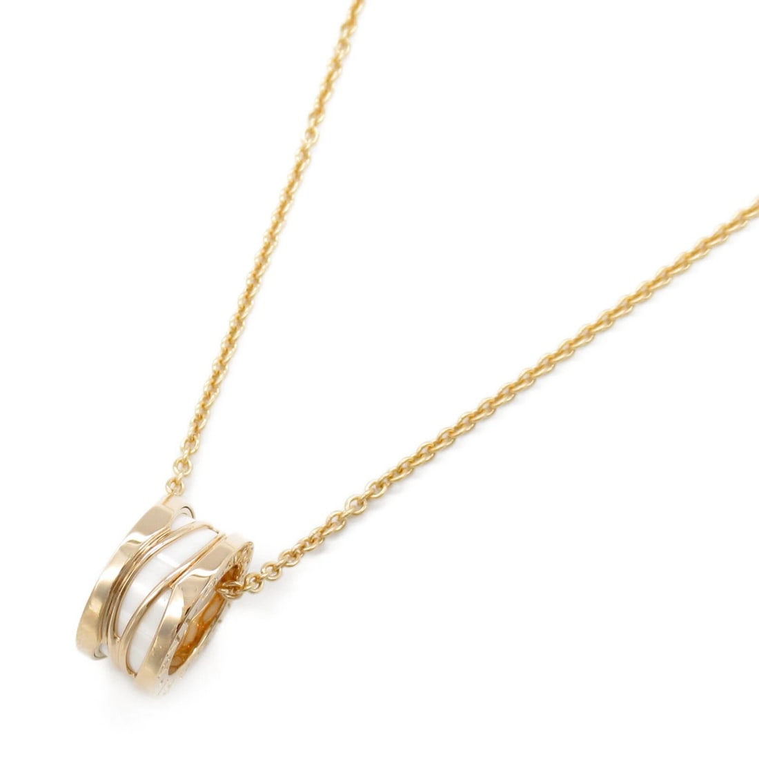 BVLGARI B-ZERO 1 LEGEND CERAMIC NECKLACE: BVLGARI B-zero 1 Legend Ceramic Necklace Brand: BVLGARI Type: Necklace Material: K18PG?Rose Gold? Color: White??ish colors × Gold??ish colors Size: Size Neck rotation?38.5/45.5cm(15.2") Motif W?7