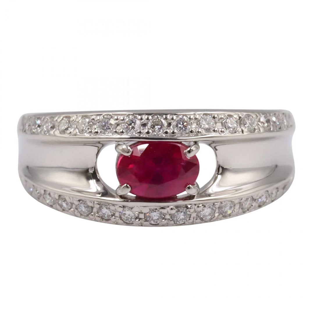 JEWELRY RUBY DIAMOND RING PT900 PLATINUM - 2