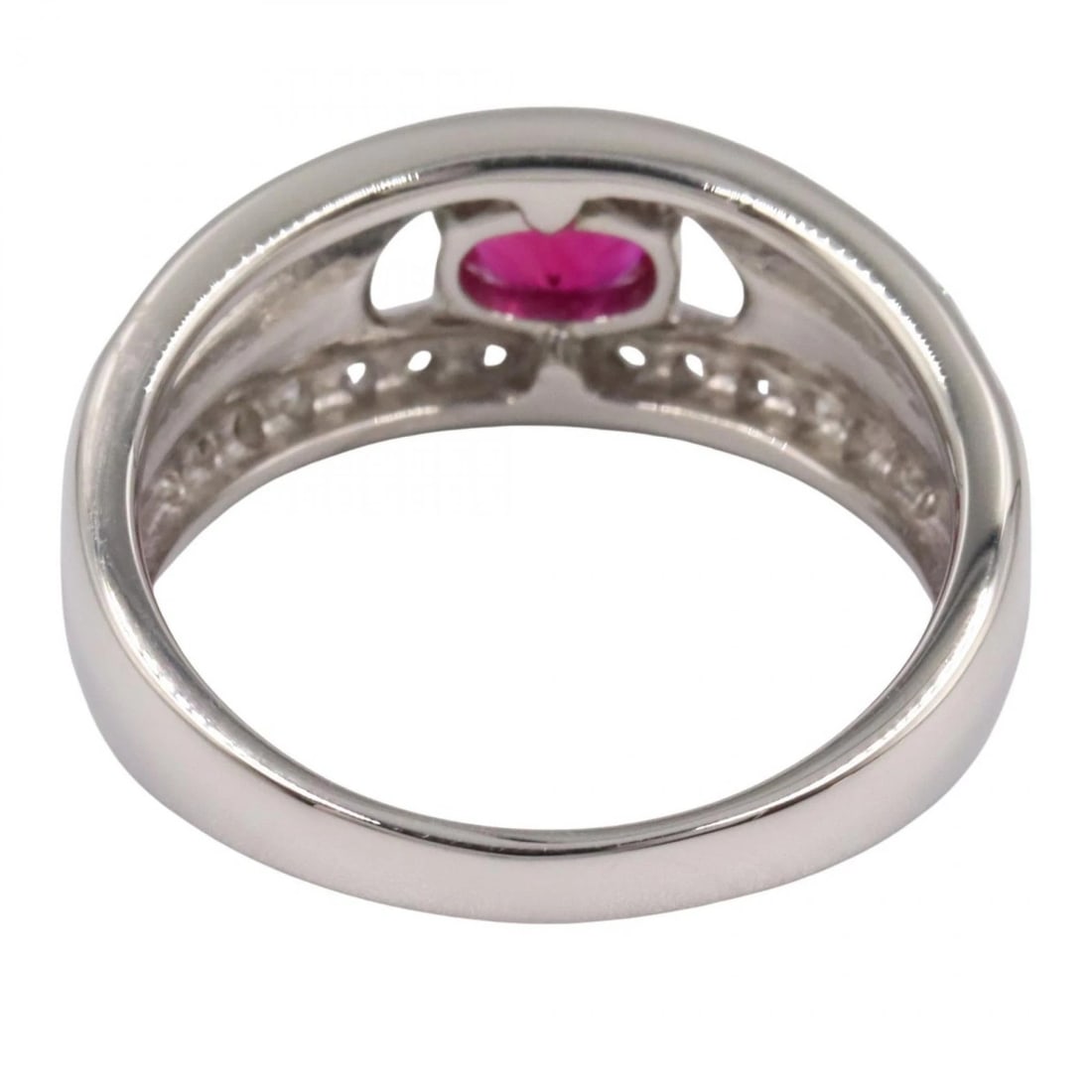 JEWELRY RUBY DIAMOND RING PT900 PLATINUM - 3