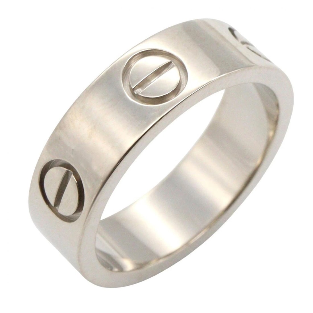 CARTIER LOVE RING 18KWG WHITE GOLD: CARTIER Love Ring 18KWG White Gold Brand: CARTIER Type: Ring Material: K18WG?White Gold? Color: Silver??ish colors Size: 4.75 - 5 US Accessories: None Accessories Notice: When purchasing