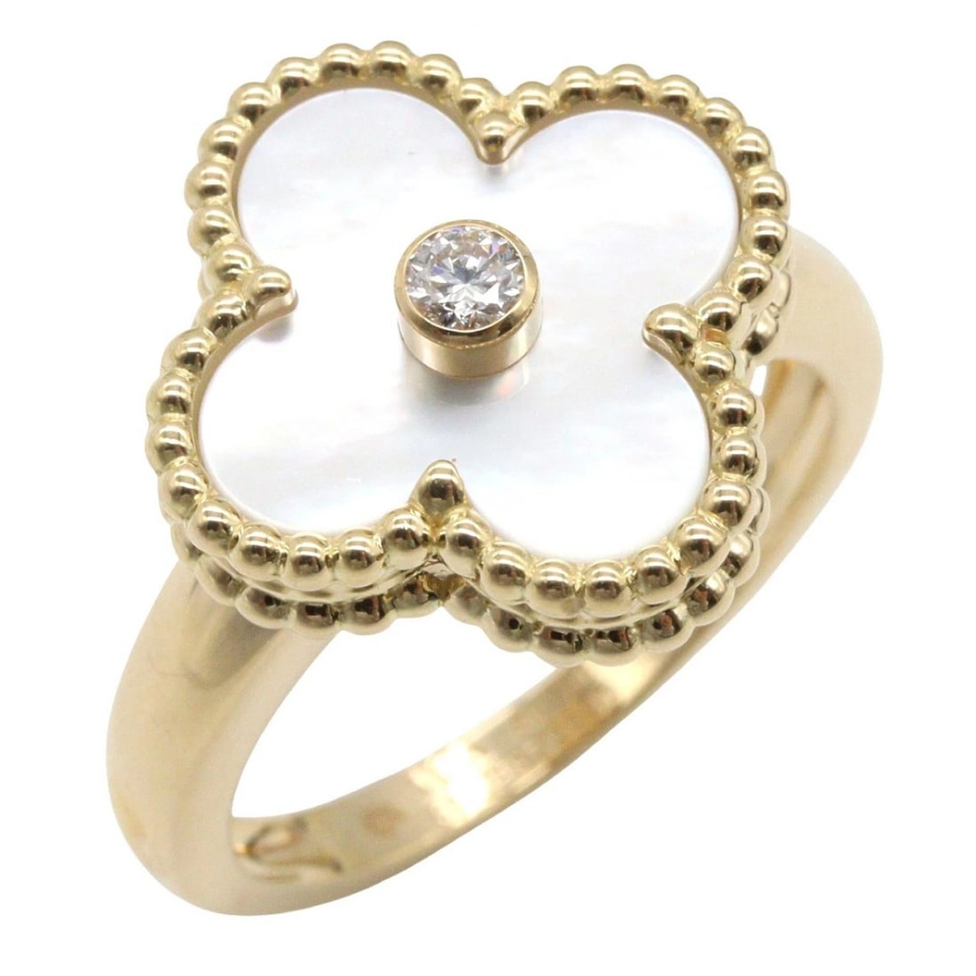 VAN CLEEF & ARPELS ALHAMBRA RING DIAMOND: Van Cleef & Arpels Alhambra Ring Diamond Brand: Van Cleef & Arpels Type: Ring Material: K18 (Yellow Gold) Color: Gold??ish colors × Clear??ish colors × White??ish colors Size: 6 US Accessories: