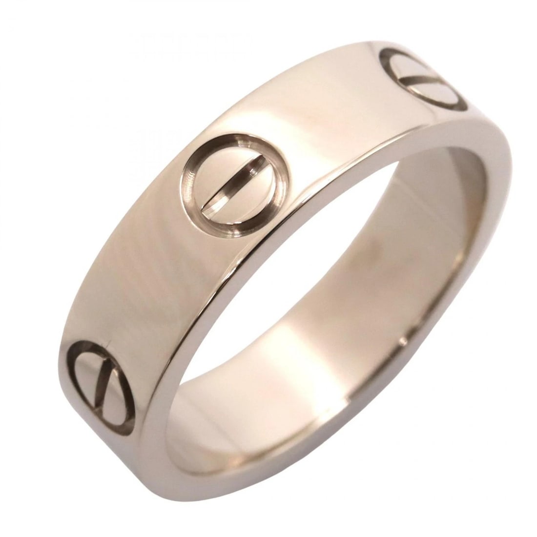 CARTIER LOVE RING 18KWG WHITE GOLD: CARTIER Love Ring 18KWG White Gold Brand: CARTIER Type: Ring Material: K18WG?White Gold? Color: Silver??ish colors Size: 6.25 - 6.5 US Accessories: None Accessories Notice: When purchasing