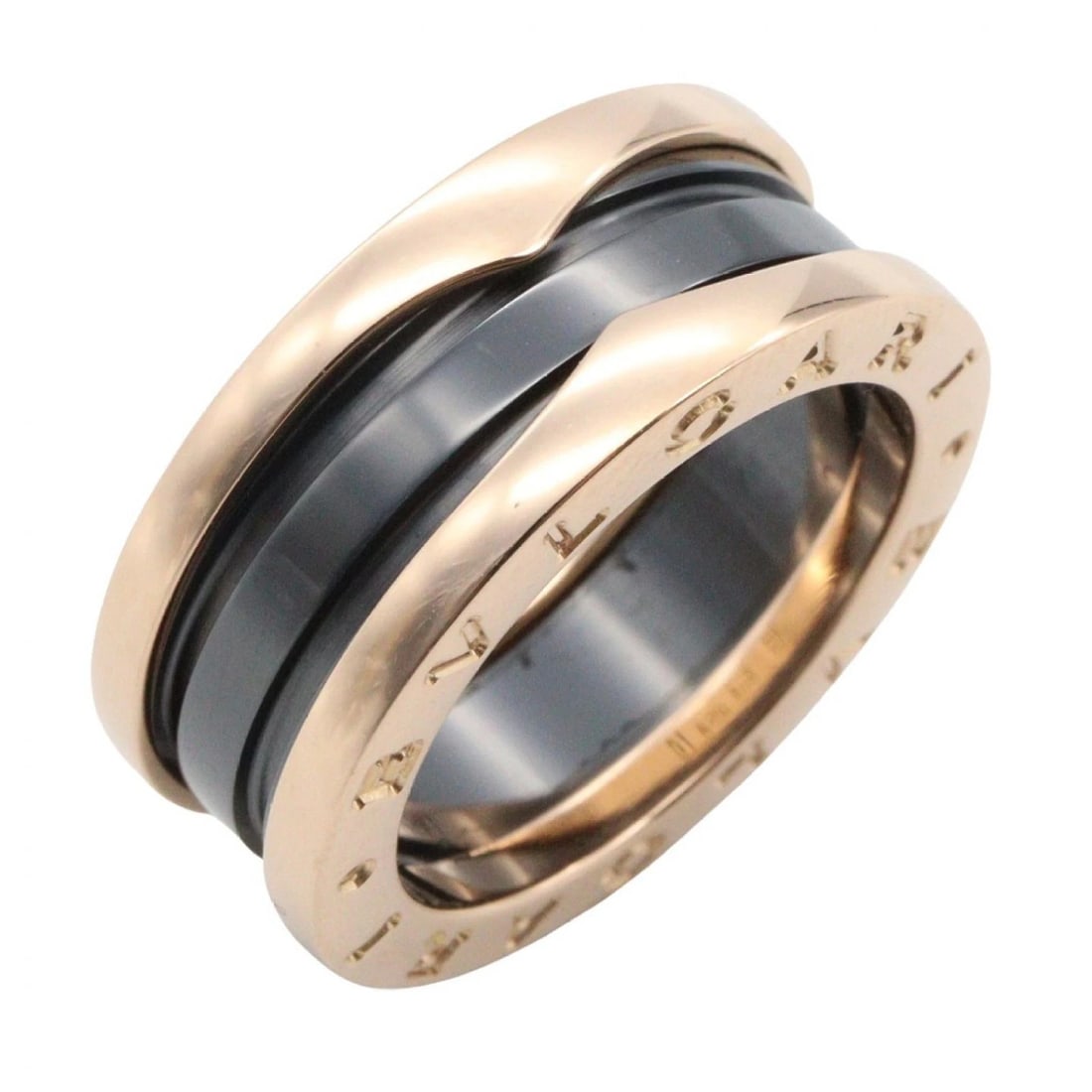 BVLGARI B-ZERO1 CERAMIC 2-BAND RING: BVLGARI B-zero1 Ceramic 2-Band Ring Brand: BVLGARI Type: Ring Material: K18PG?Rose Gold? Color: Gold??ish colors Size: 4.75 - 5 US Accessories: None Accessories Notice: When purchasing