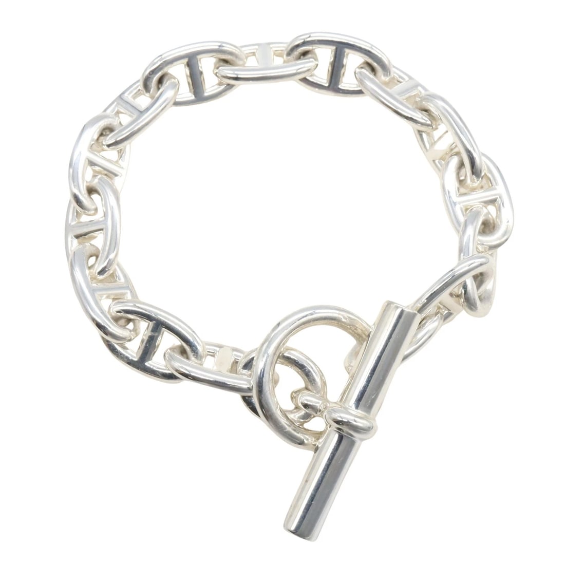 HERMES CHAINE DANCRE MM 15 LNKS BRACELET SILVER925: HERMES Chaine dancre MM 15 lnks Bracelet Silver925 Brand: HERMES Type: Bracelet Material: Silver925 Color: Silver??ish colors Size: Size Band Length?16cm(6.3") Motif W?17mm x H?10mm(0.7" x