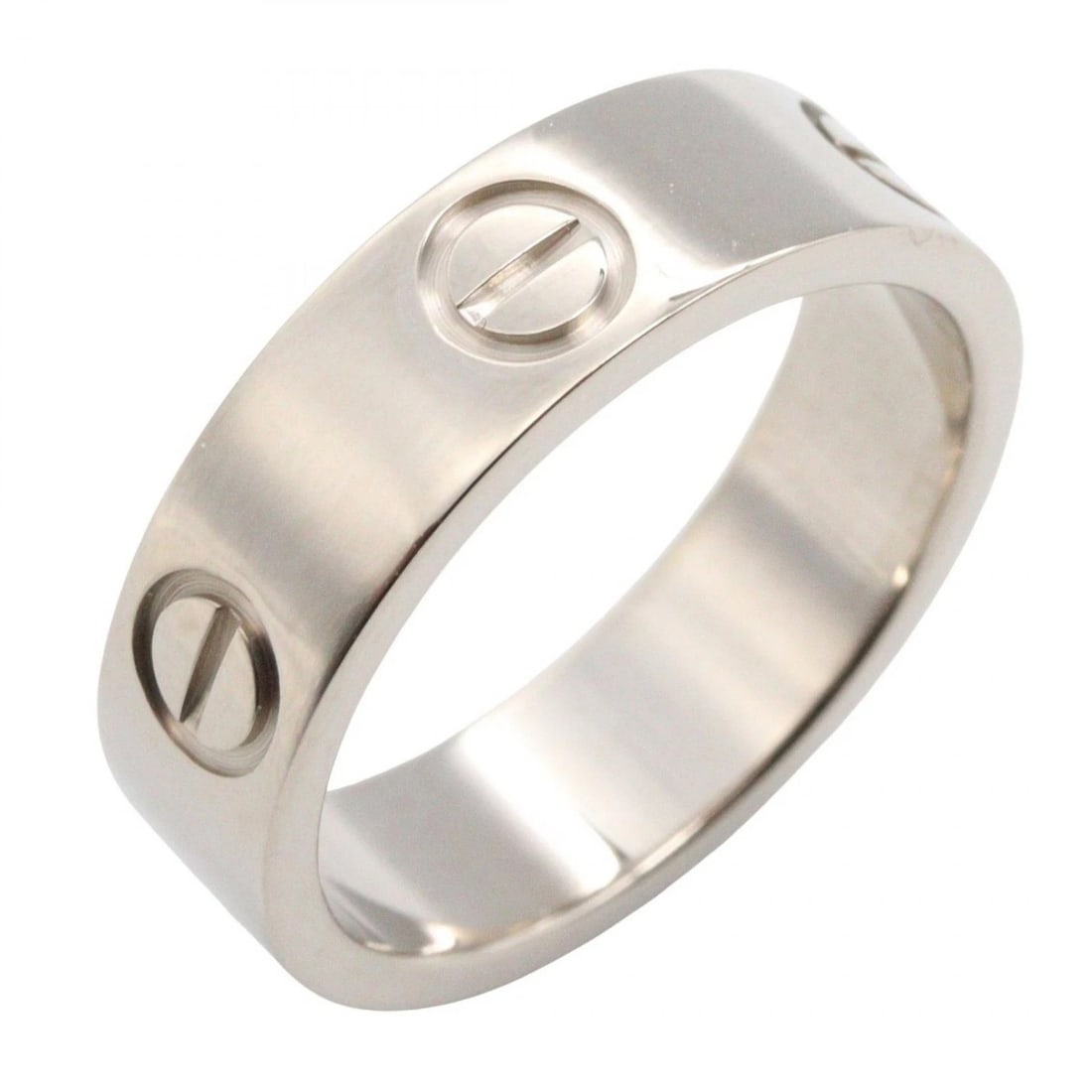 CARTIER LOVE RING 18KWG WHITE GOLD: CARTIER Love Ring 18KWG White Gold Brand: CARTIER Type: Ring Material: K18WG?White Gold? Color: Silver??ish colors Size: 5.25 - 5.5 US Accessories: None Accessories Notice: When purchasing