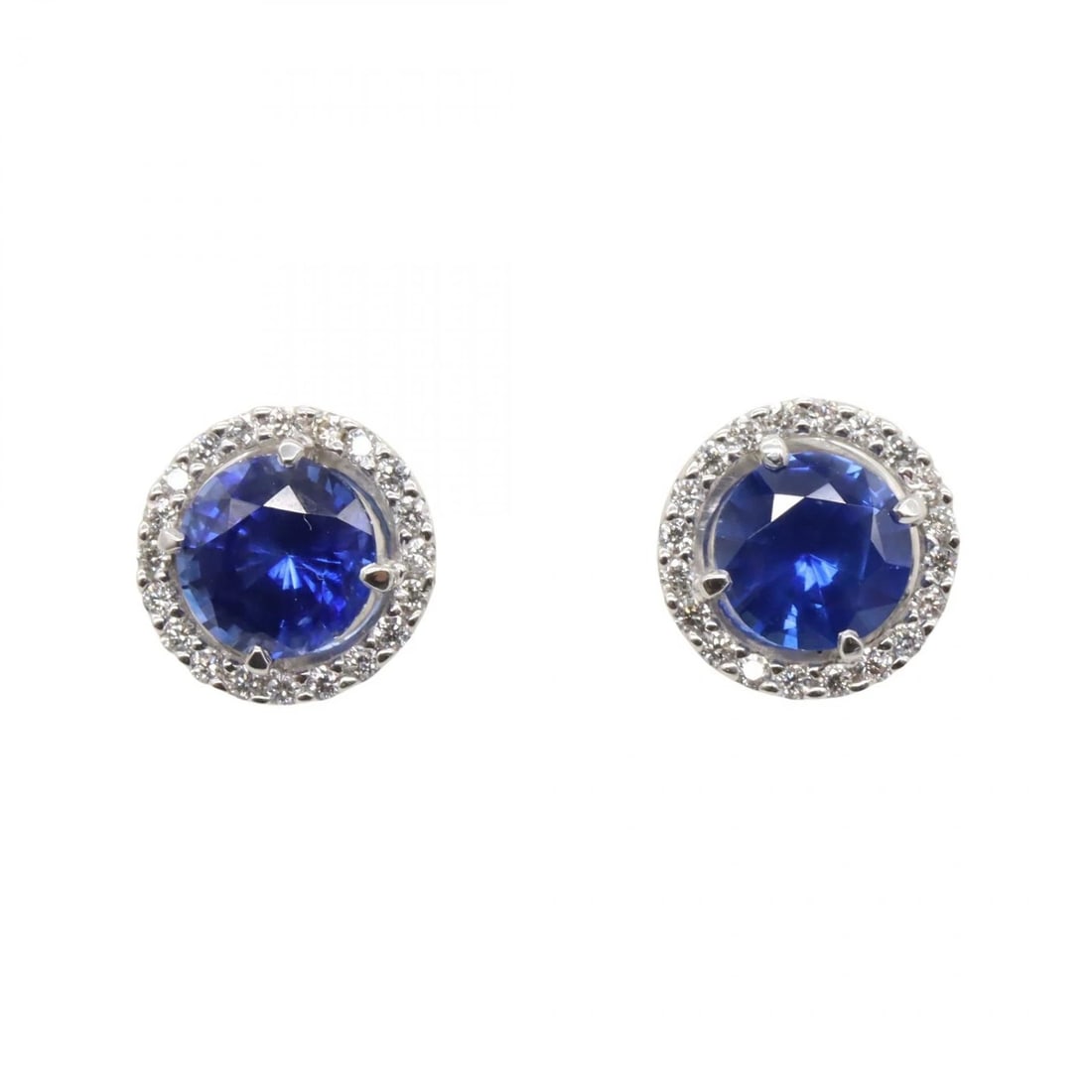 JEWELRY SAPPHIRE DIAMOND PIERCED EARRINGS (1 of 4)